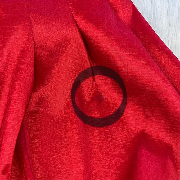 Frank Lyman Red Shiny Bubble Hem Belted Ruffle Sexy Zip Up Cocktail Party Dress - Picture 5 of 13